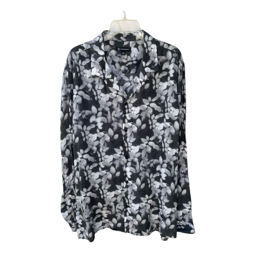INC International Concepts Black Floral Print Button-Up Blouse – Size XXL